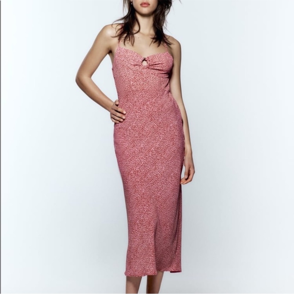 ZARA CHEETAH MIDI DRESS M